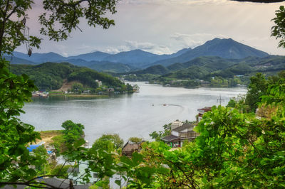 Scenic view of lake against mountains