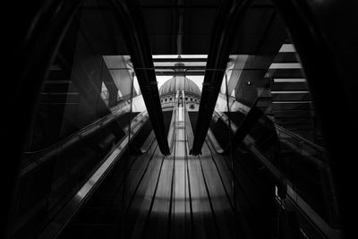 High angle view of escalator