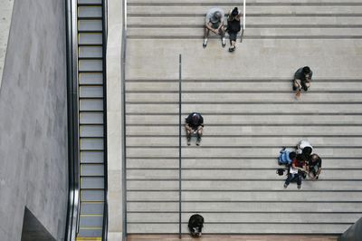 High angle view of people on staircase at national gallery