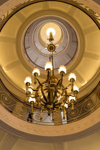 Low angle view of illuminated chandelier