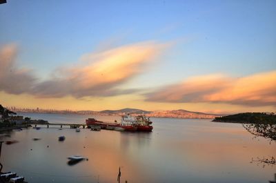 Scenic view of sea at sunset