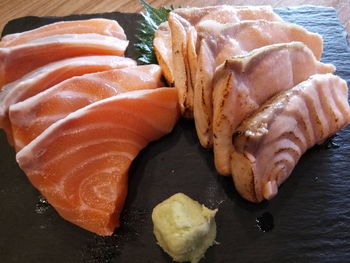 High angle view of fish in plate