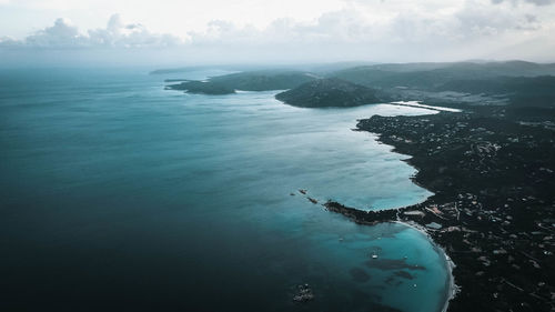 High angle view of sea against sky