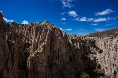 Panoramic view of rock formations against sky