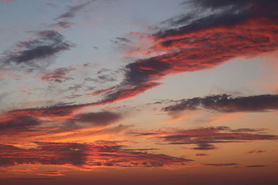 Low angle view of dramatic sky during sunset