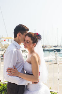 Young couple kissing outdoors
