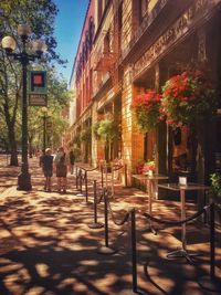 Street amidst trees and buildings in city