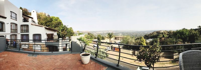 High angle view of buildings against sky