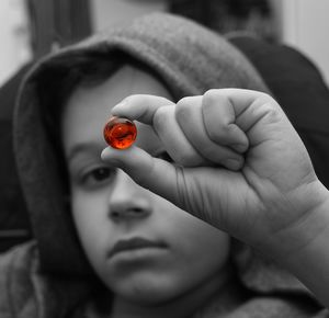 Close-up of baby holding hand