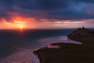 Scenic view of sea against sky during sunset
