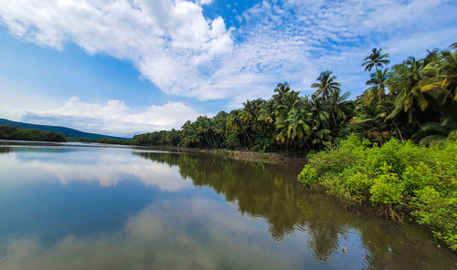 Scenic view of lake against sky