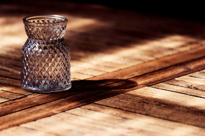 Close-up of jar on table