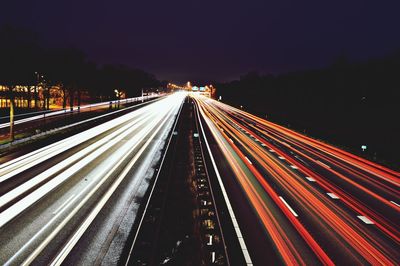 Traffic light trail at night