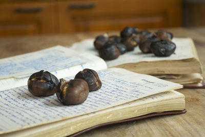 Close-up of food on cutting board