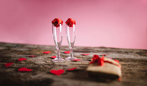 Romantic table for valentine's day. romantic dinner at home.