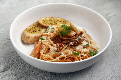 Close-up of food in bowl on table