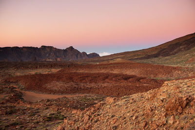 Scenic view of landscape at el teide national park against sky