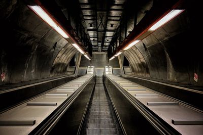 Low angle view of escalator