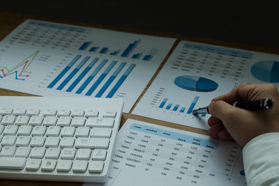 Close-up of business person working at desk in office