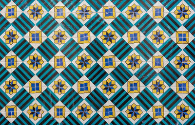 Star stripe and square patterned portugese tiles texture