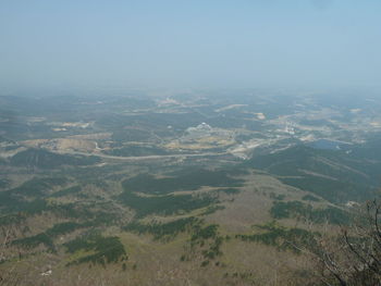 Aerial view of landscape against clear sky