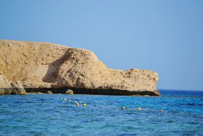 Scenic view of blue sea against clear sky