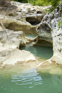 Scenic view of rock formation in lake