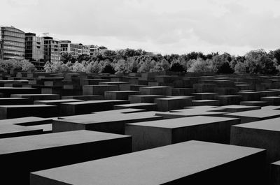 View of cemetery against sky