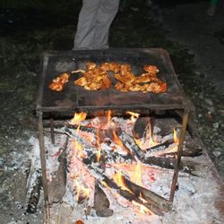 Bonfire on barbecue grill