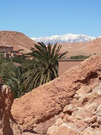 Scenic view of desert against clear sky