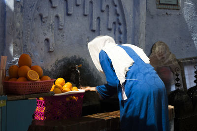 Man working in basket