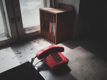 Fire hydrant on table at home