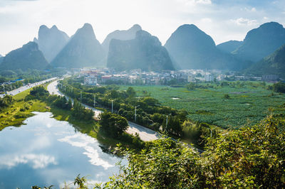 Scenic view of mountains against sky