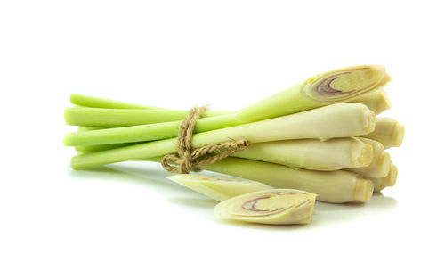 Close-up of bread against white background