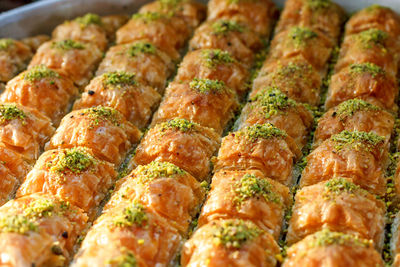 Traditional turkish dessert baklava on a tray