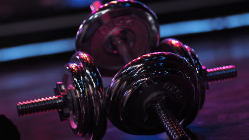 Close-up of barbells