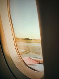 View of sky seen through airplane window