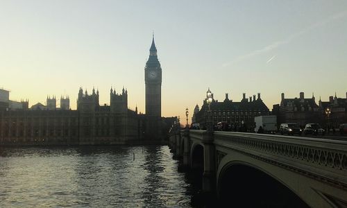 Westminster bridge over river in london