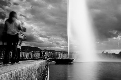 Reflection of people in water