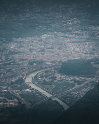 High angle view of buildings in city