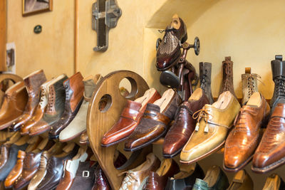 Close-up of shoes for sale