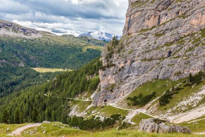 Scenic view of landscape and mountains against sky