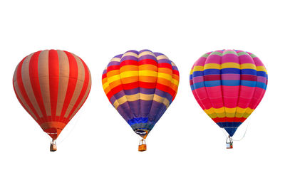 Low angle view of hot air balloon against clear sky