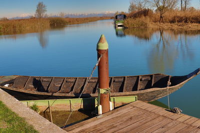 Wooden fisherman's boat for lagoon
