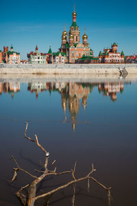 Reflection of buildings in water