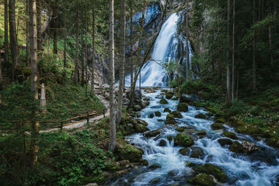 Aerial image of beautiful waterfalls in golling, salzburg, austria