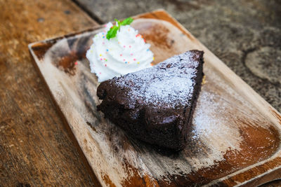 High angle view of cake on table