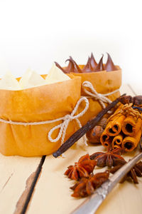 Close-up of food on white background