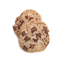 Close-up of cookies against white background