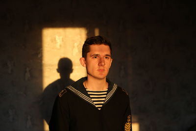 A young cadet in a naval uniform. portrait. sailor. high quality photo